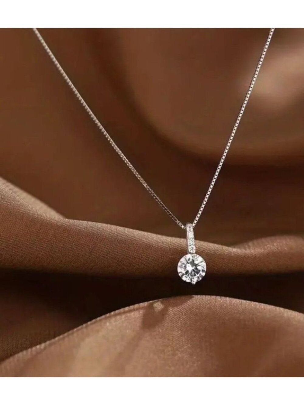 Shiny Silver Zircon Water Drop Necklace Pendant